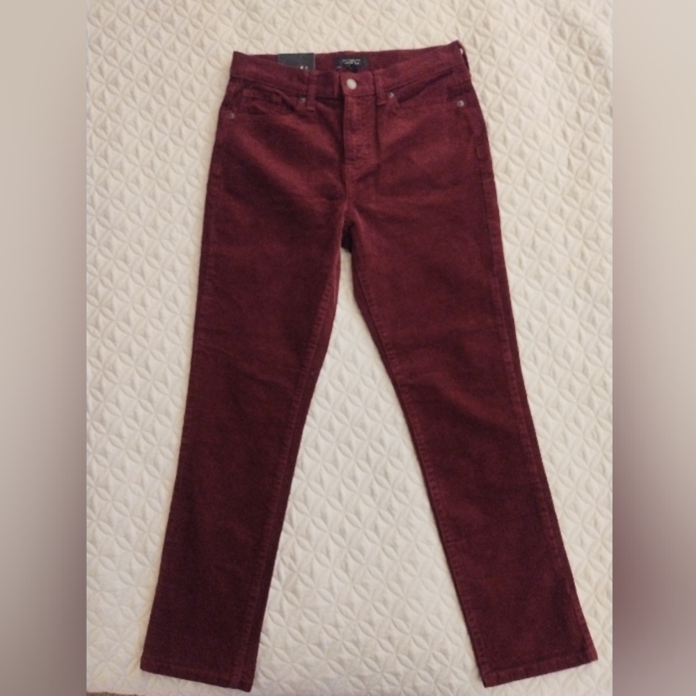 Banana Republic Pants Womens 26/2 Red Corduroy High Rise Slim Ankle Stretch NWT
